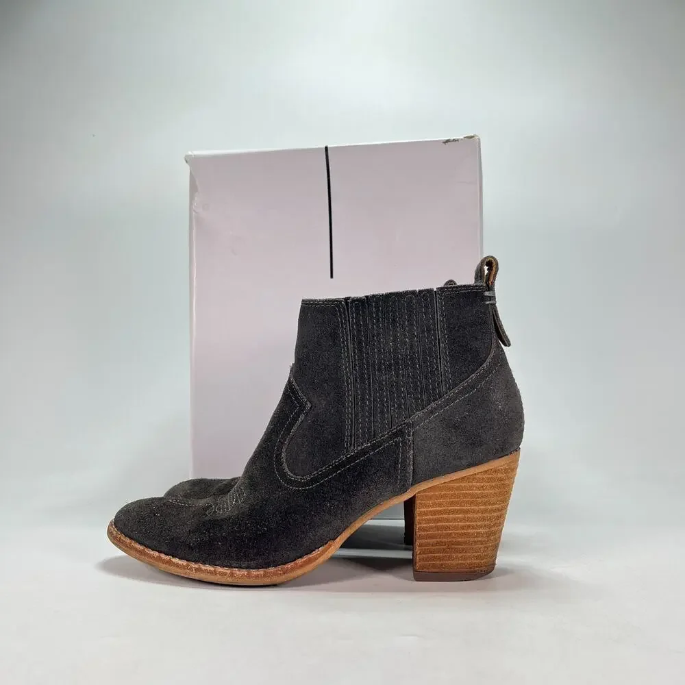 Dolce Vita Jones Anthracite Suede Western Block Heel Ankle Booties Womens Sz 7.5
